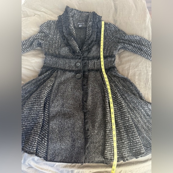 Nicole Sabbattini Grey Black Trench Coat XL Ruffle Whimsygoth Y2K Sweater Dress - Picture 7 of 7